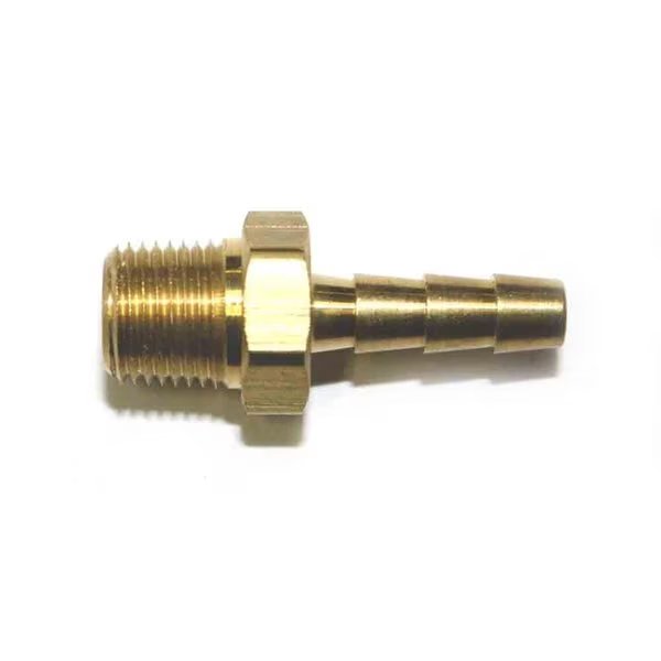 Brass Hose Barb Fitting, Connector, 3/16 Inch Barb X 1/8 Inch NPT Male End, Interstate Pneumatics, Mfr#: FM23